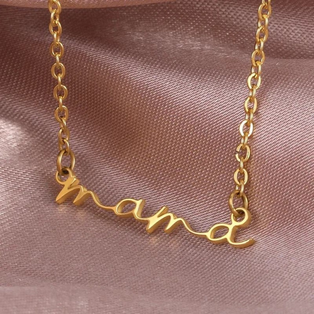 Mama Pendant Necklace OS‎ Gold Script Motherhood Dainty Elegant Timeless Kids